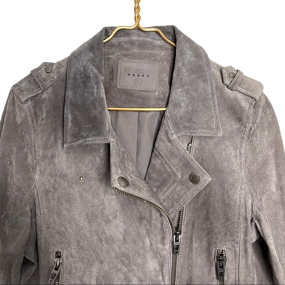 Blank NYC Grey Suede Moto Jacket Size Large - Picture 4 of 11